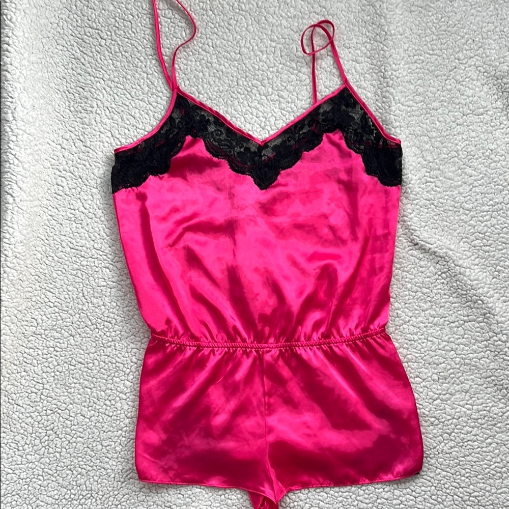 Pink satin romper